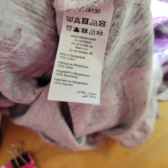 Zim Zoe Womens Top 22 24 Plus Tee Purple Watercolor Cotton Ruffle WAT32E - Picture 8 of 8